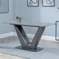 Camilla 6-Seater Dining Table with V Base - Grey, Ceramic
