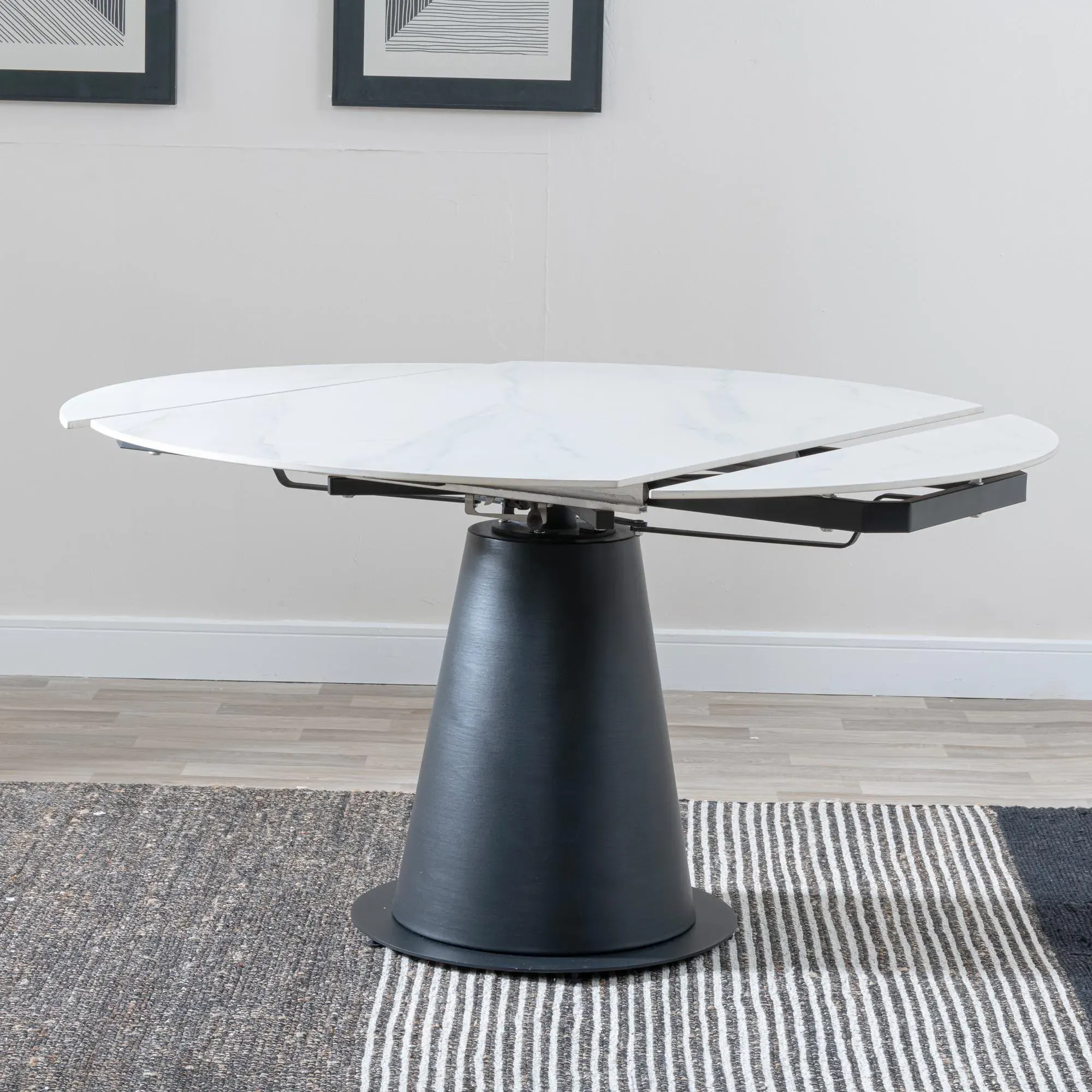 Carrara 4-Seater Round Extending Dining Set - White, Cream