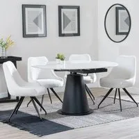 Carrara 4-Seater Round Extending Dining Set - White, Cream