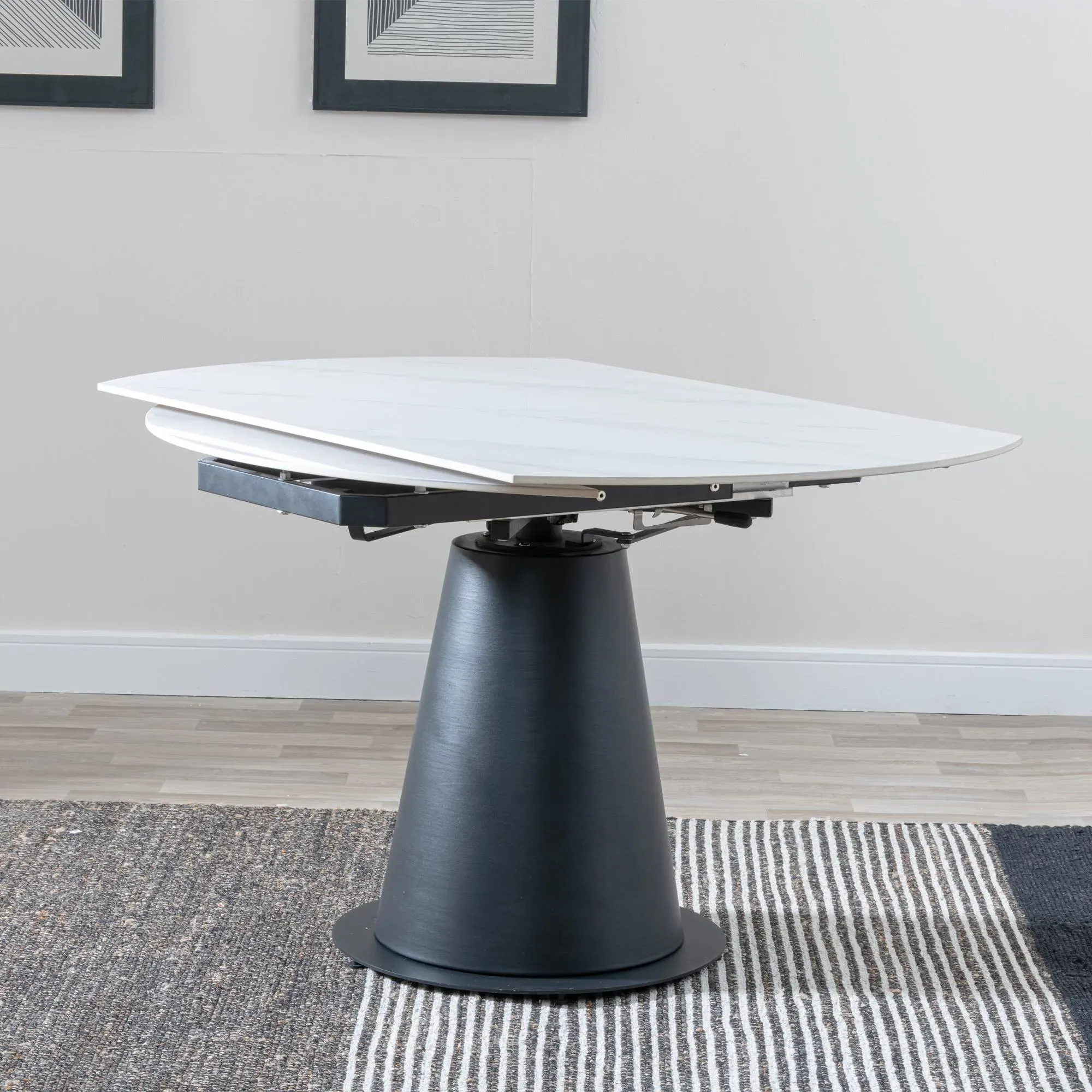 Carrara 4-Seater Round Extending Dining Set - White, Fabric