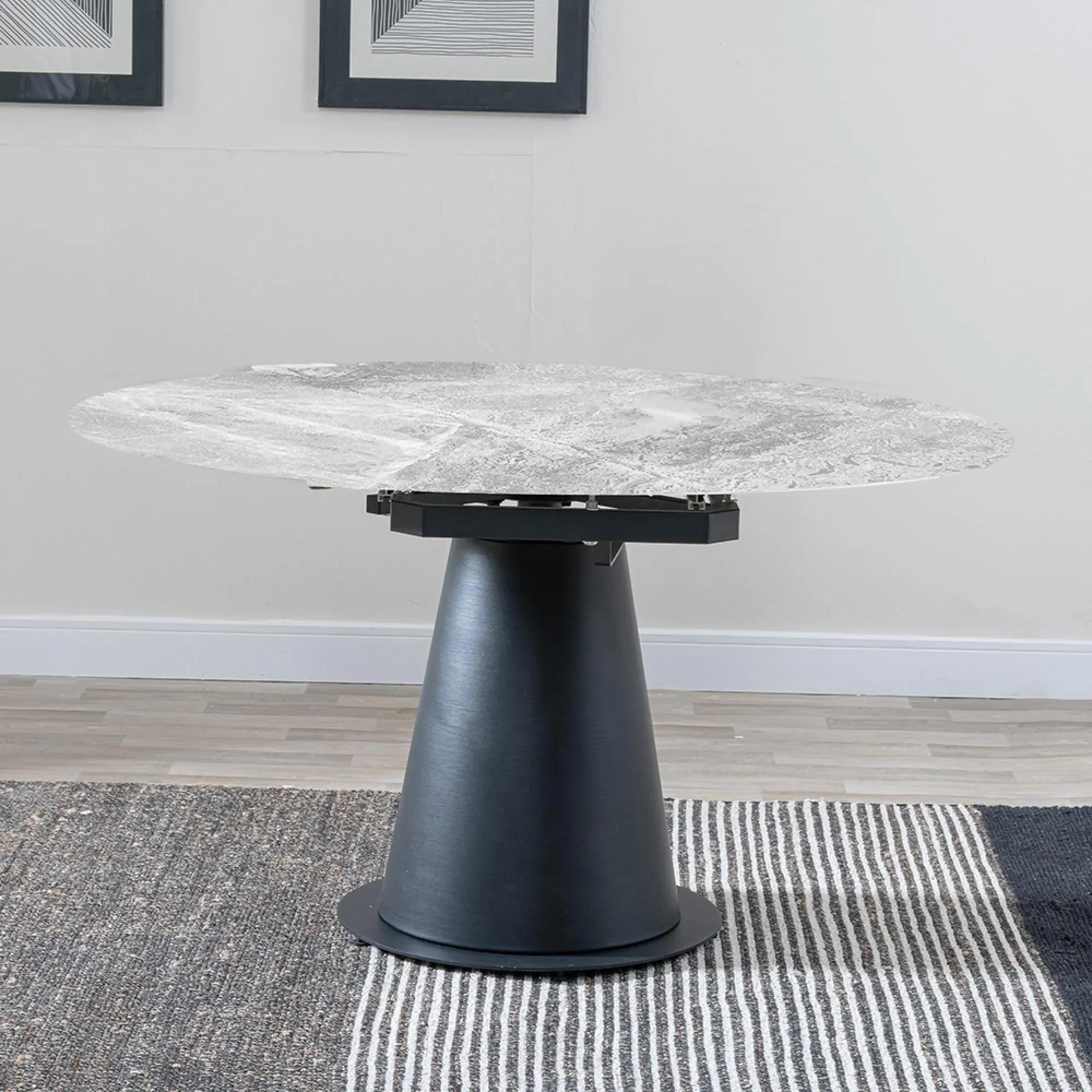 Carrara Round Extending Dining Table - Grey, Ceramic