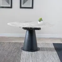 Carrara Round Extending Dining Table - Grey, Ceramic