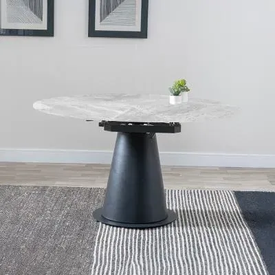 Carrara Round Extending Dining Table - Grey, Ceramic image