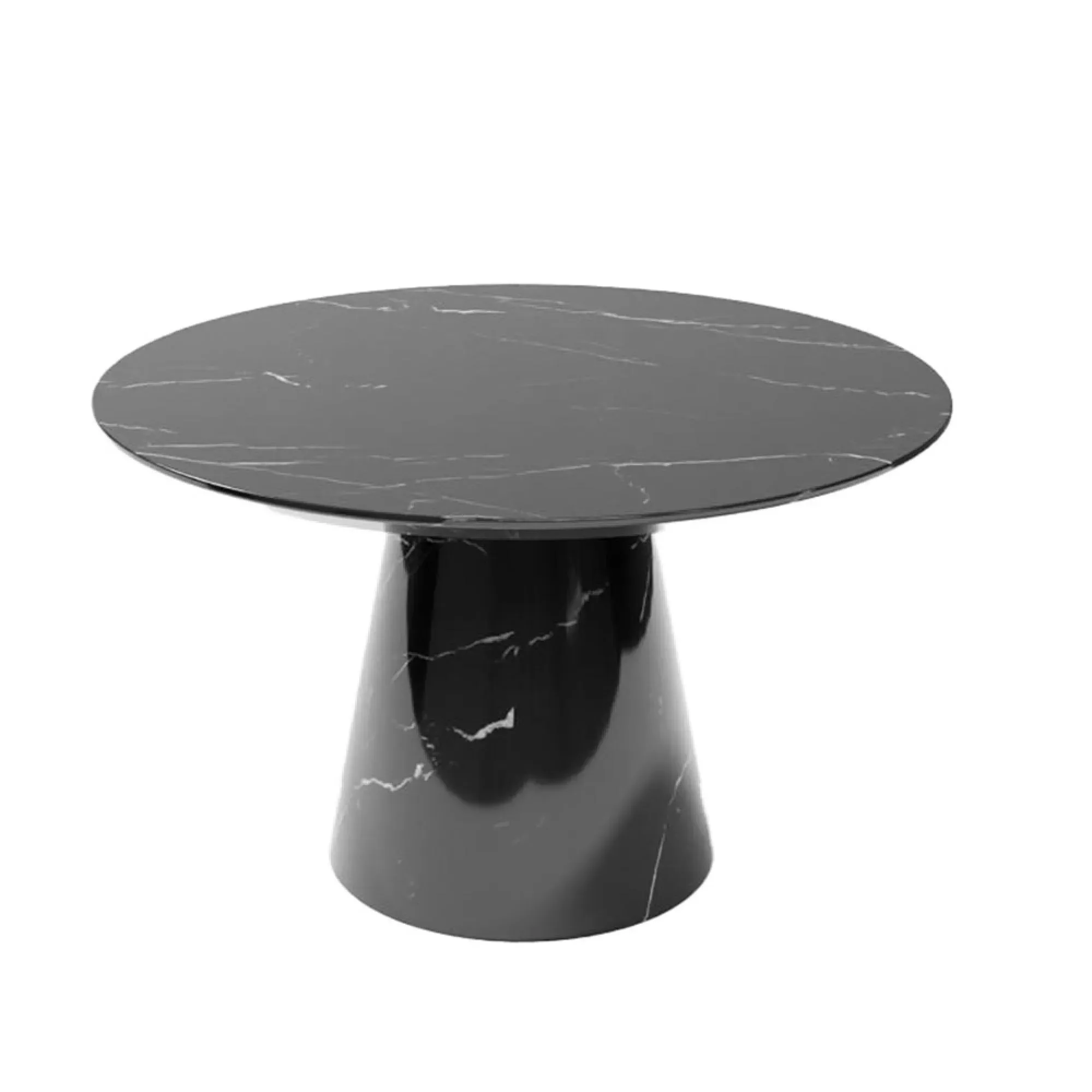 Carrera 4-6 Seater Round Dining Table - Black, Engineered Marble