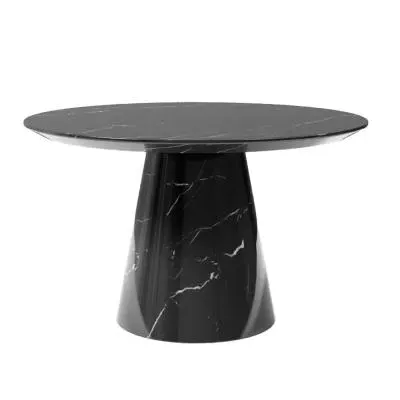 Carrera 4-6 Seater Round Dining Table - Black, Engineered Marble