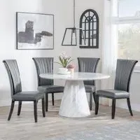 Carrera 4-Seater Round Dining Set with Cadiz Chairs - White, Grey