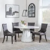 Carrera 4-Seater Round Dining Set with Paris Chairs - White, Marble