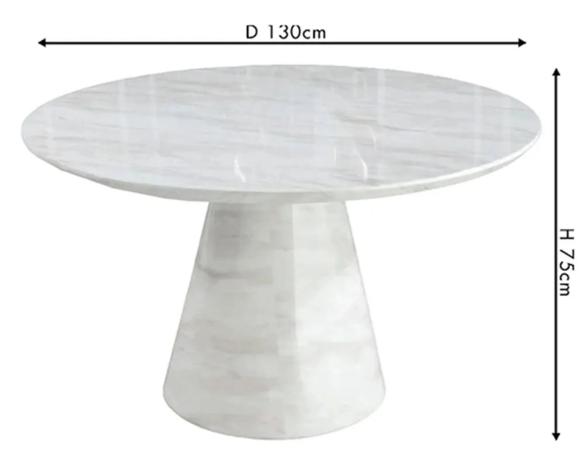 Carrera 4-Seater Round Dining Table - White, Marble