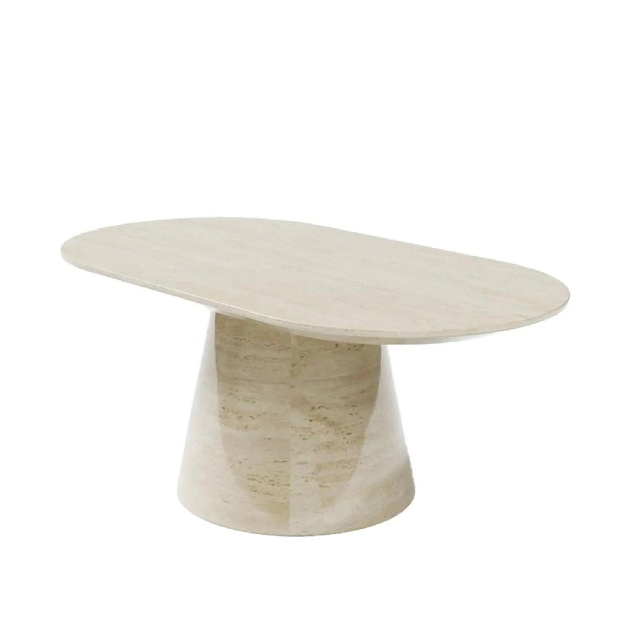 Carrera Oval Coffee Table - Beige, Engineered Marble