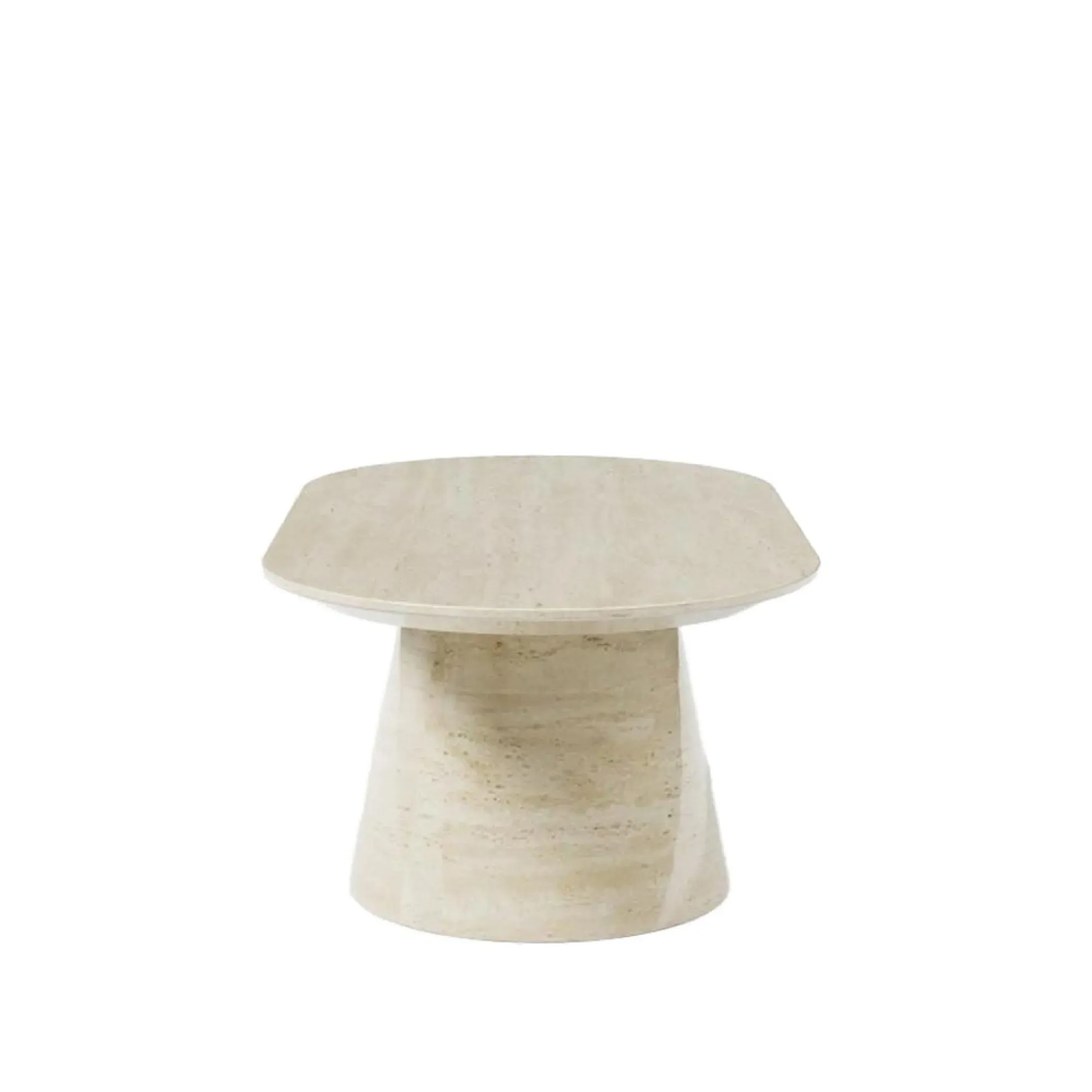 Carrera Oval Coffee Table - Beige, Engineered Marble