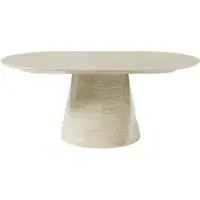 Carrera Oval Coffee Table - Beige, Engineered Marble