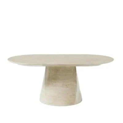 Carrera Oval Coffee Table - Beige, Engineered Marble image