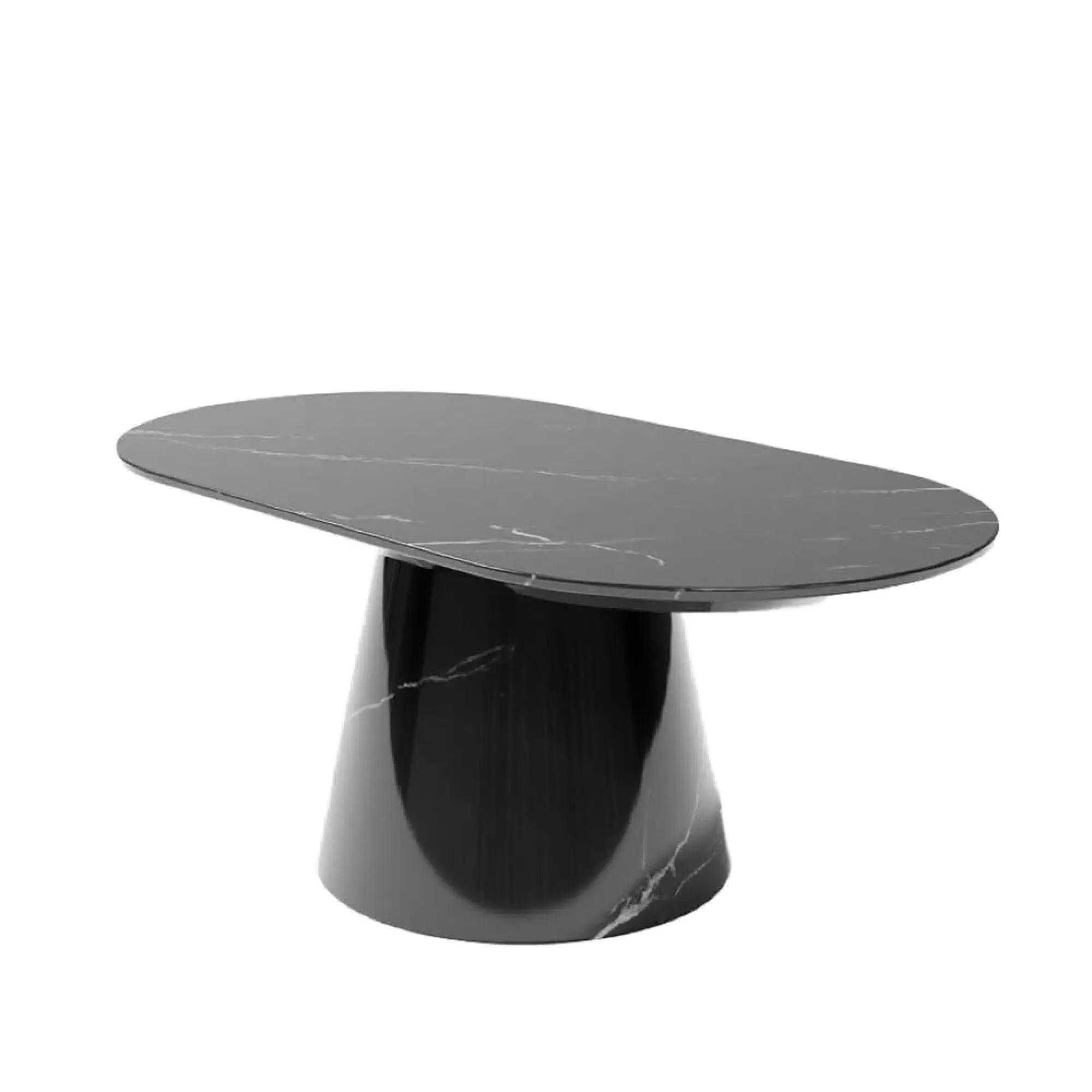Carrera Oval Coffee Table - Black, Engineered Marble