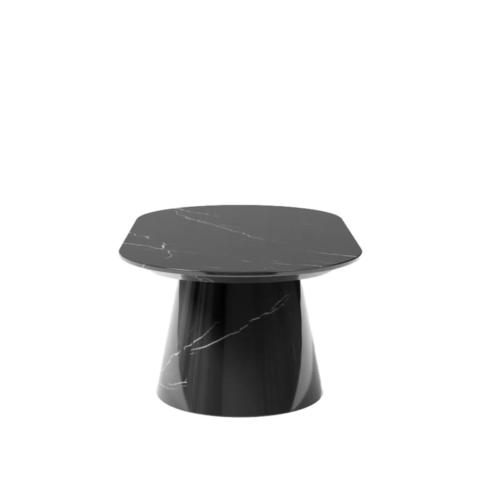 Carrera Oval Coffee Table - Black, Engineered Marble