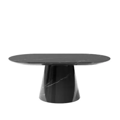 Carrera Oval Coffee Table - Black, Engineered Marble