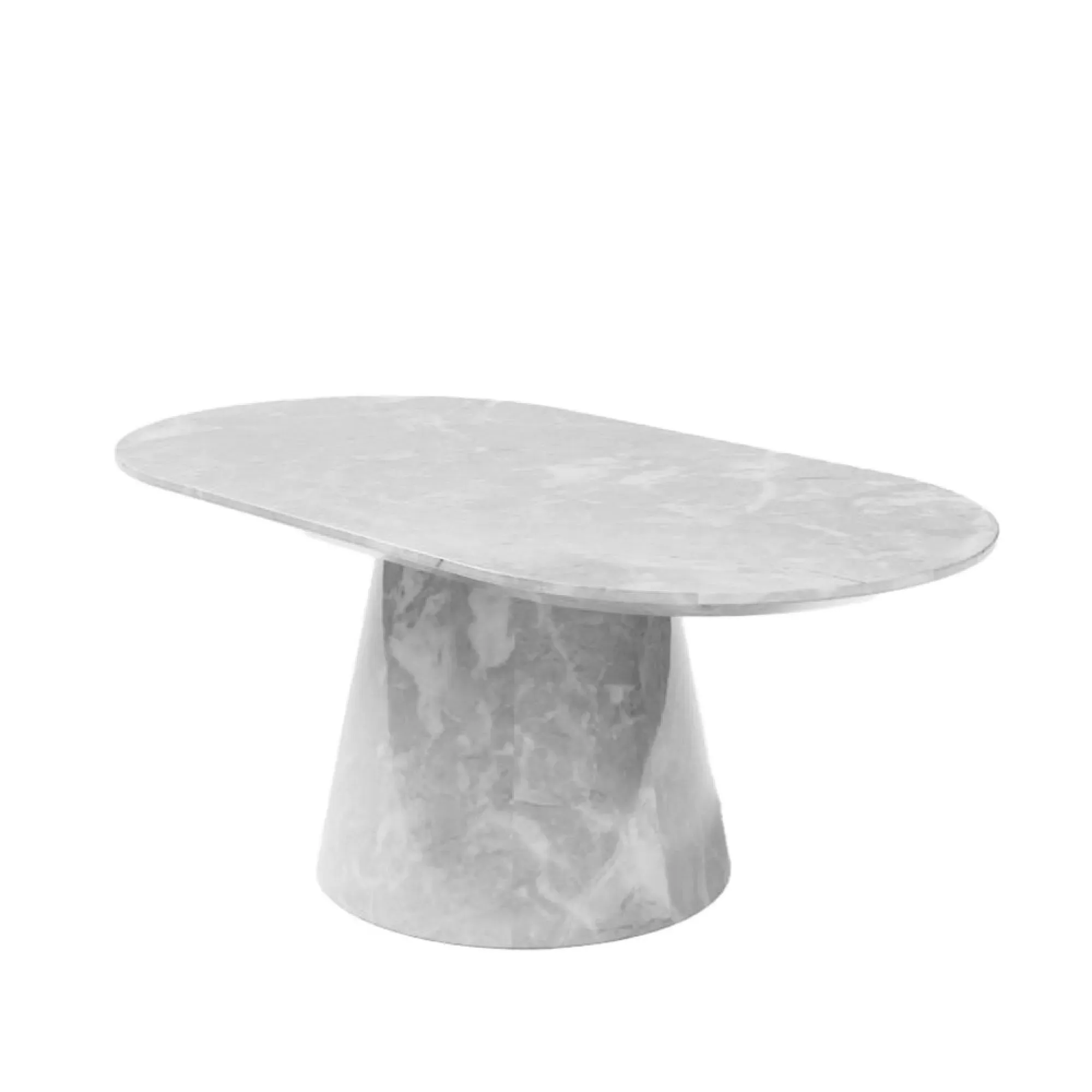 Carrera Oval Coffee Table - Grey, Engineered Marble