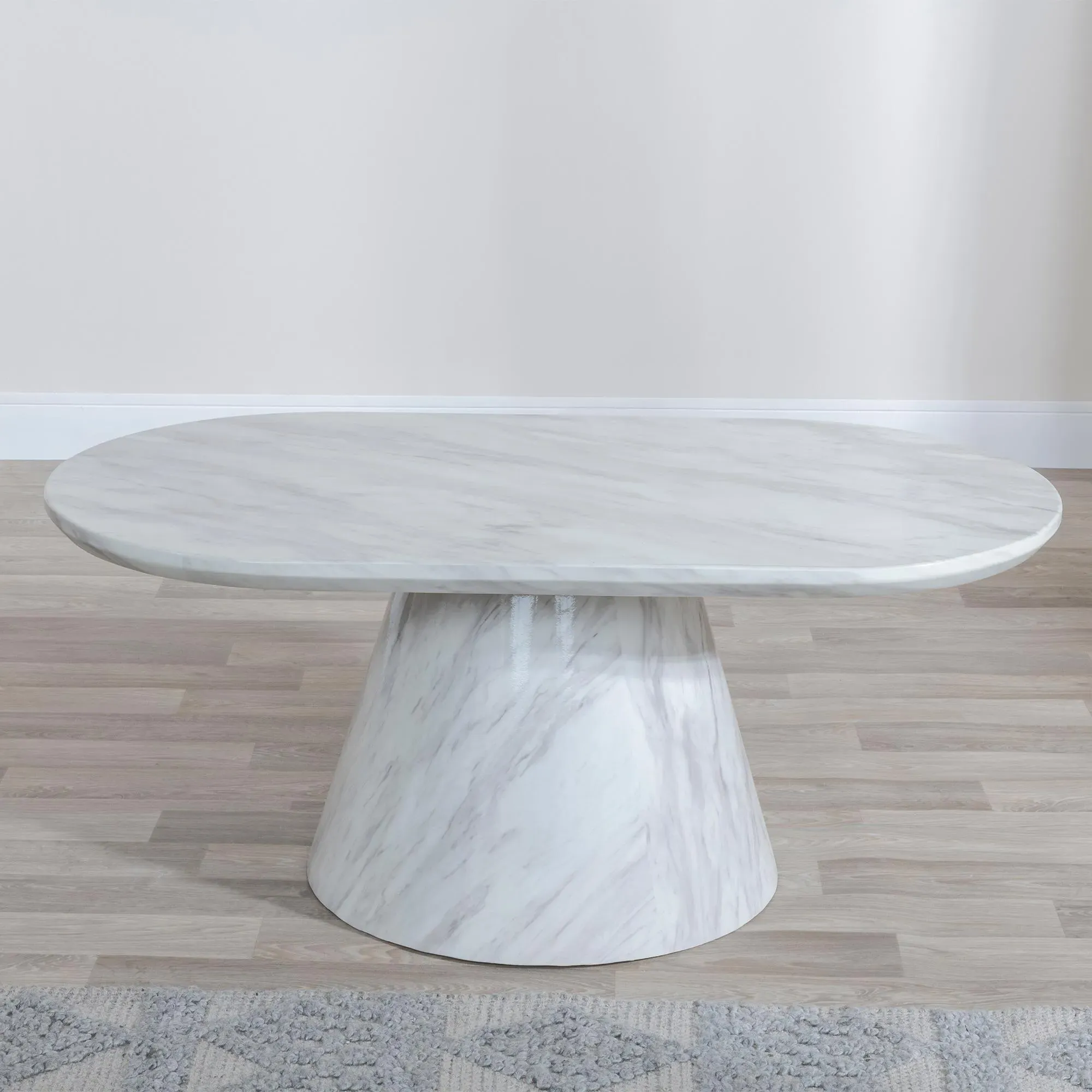 Carrera Oval Coffee Table - White, Marble