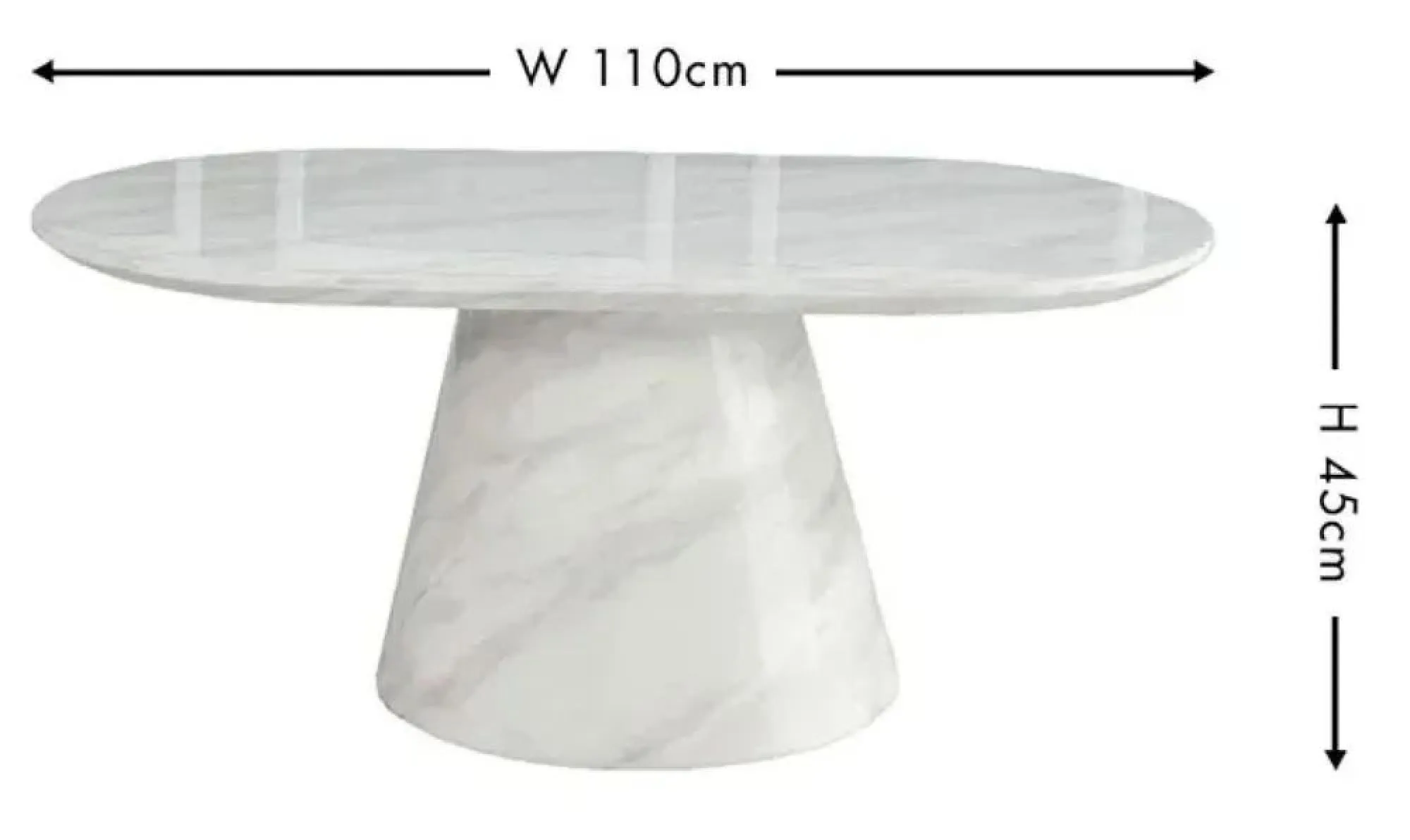Carrera Oval Coffee Table - White, Marble