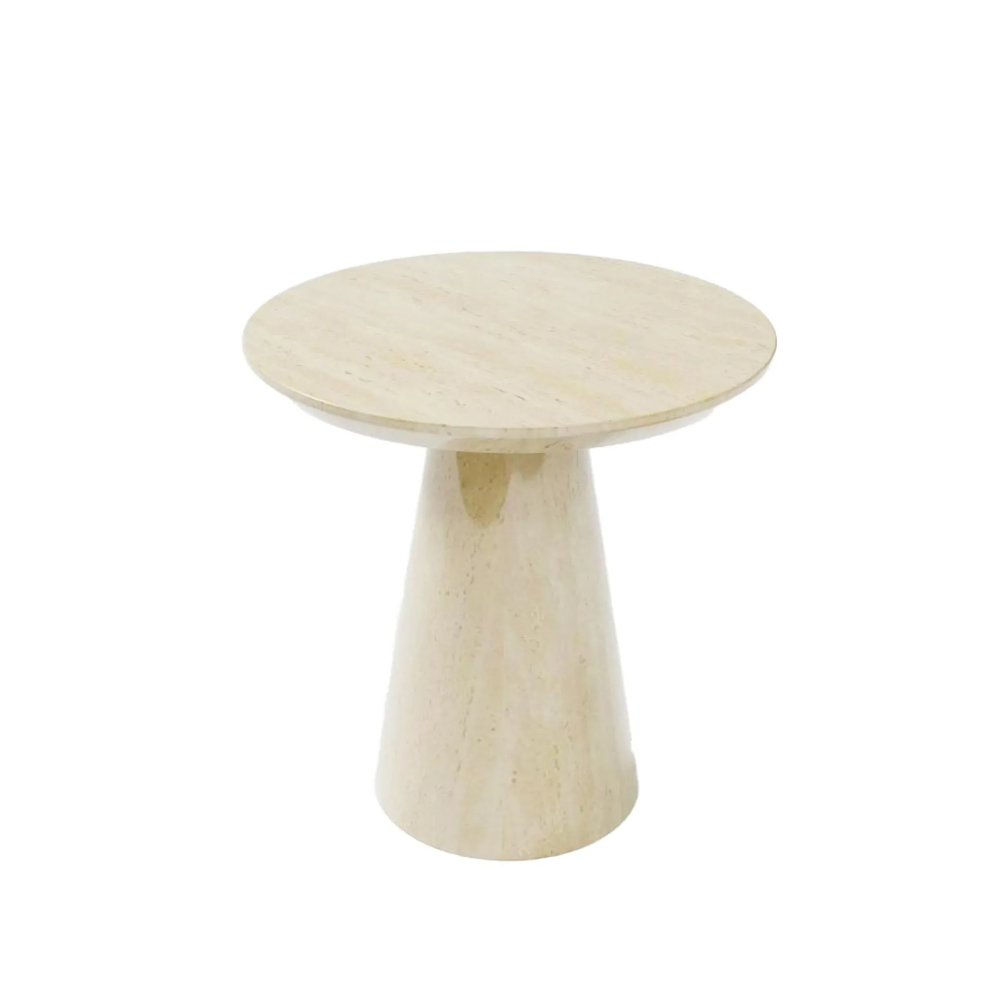 Carrera Round Side Table - Beige, Engineered Marble