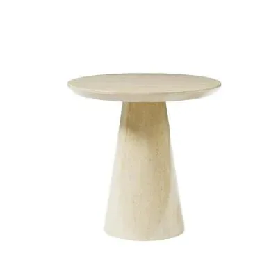Carrera Round Side Table - Beige, Engineered Marble image
