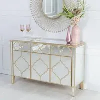 Casablanca 3 Door Large Sideboard - Gold, Mirrored