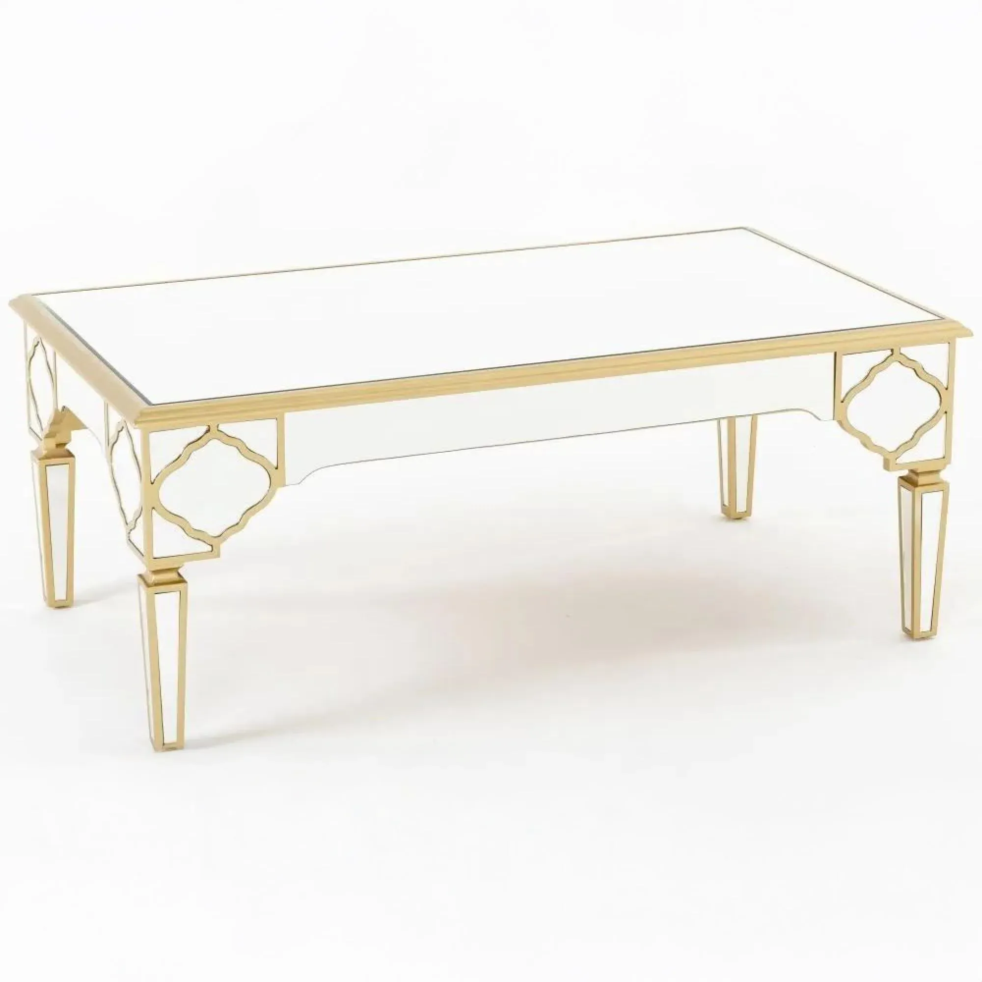 Casablanca Mirrored Coffee Table with Gold Trim - Gold