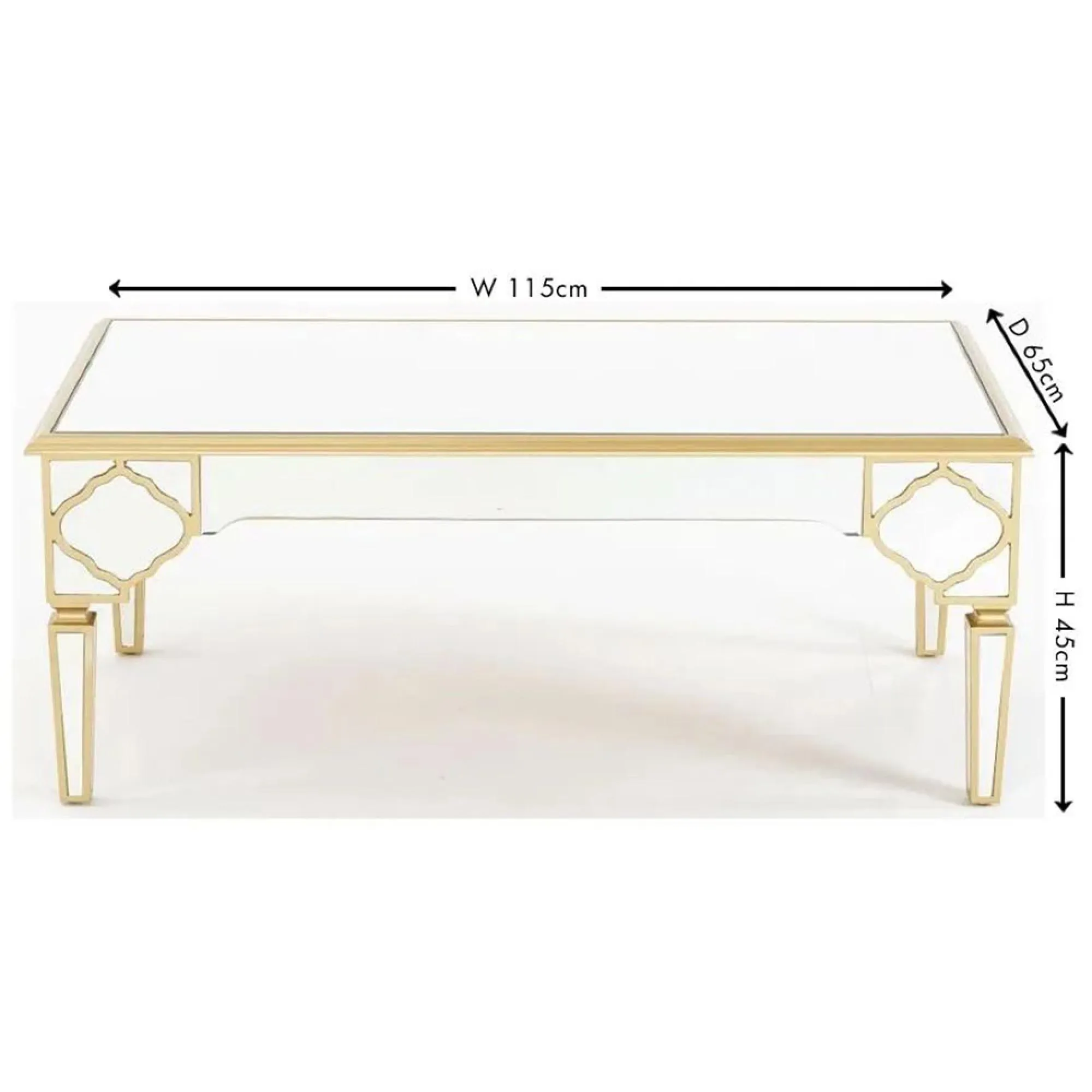Casablanca Mirrored Coffee Table with Gold Trim - Gold