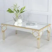 Casablanca Mirrored Coffee Table with Gold Trim - Gold