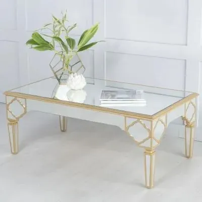 Casablanca Mirrored Coffee Table with Gold Trim - Gold image