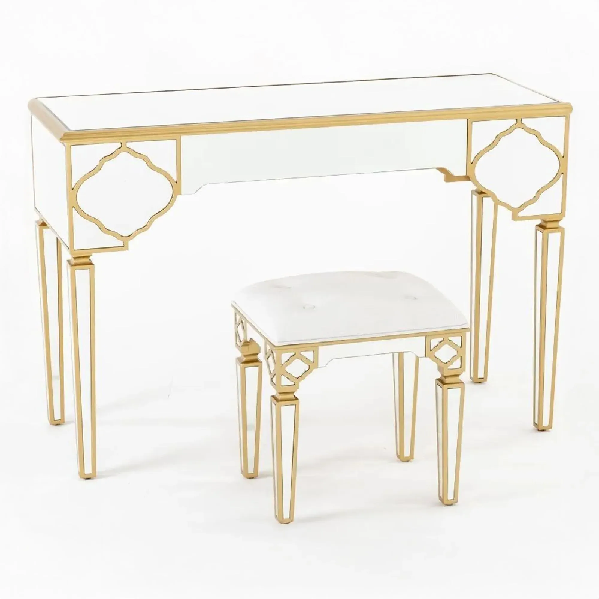 Casablanca Mirrored Dressing Table with Drawer - Gold