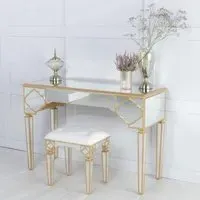 Casablanca Mirrored Dressing Table with Drawer - Gold
