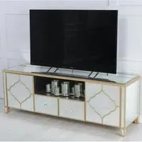 Casablanca Mirrored TV Unit with Storage - Gold