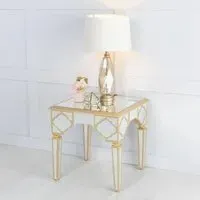 Casablanca Square Side Table with Storage - Gold, Mirrored