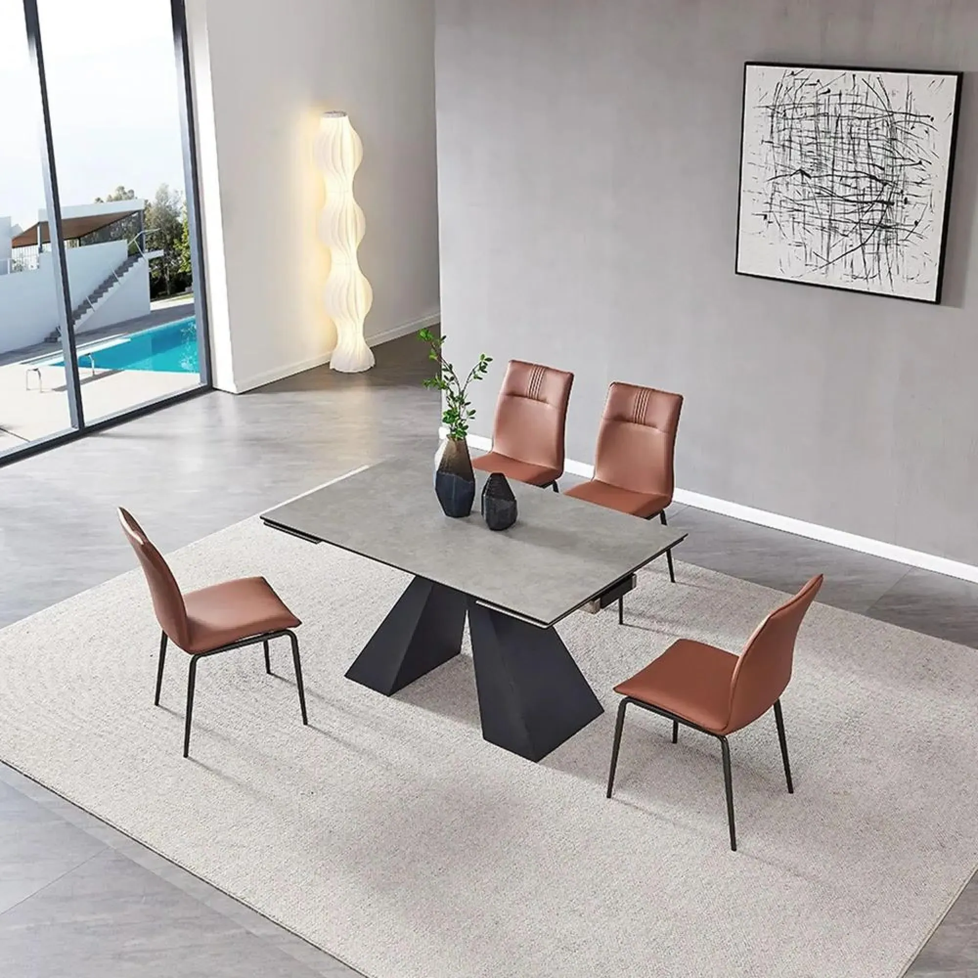 Cassino Extendable Dining Table - Grey, Ceramic