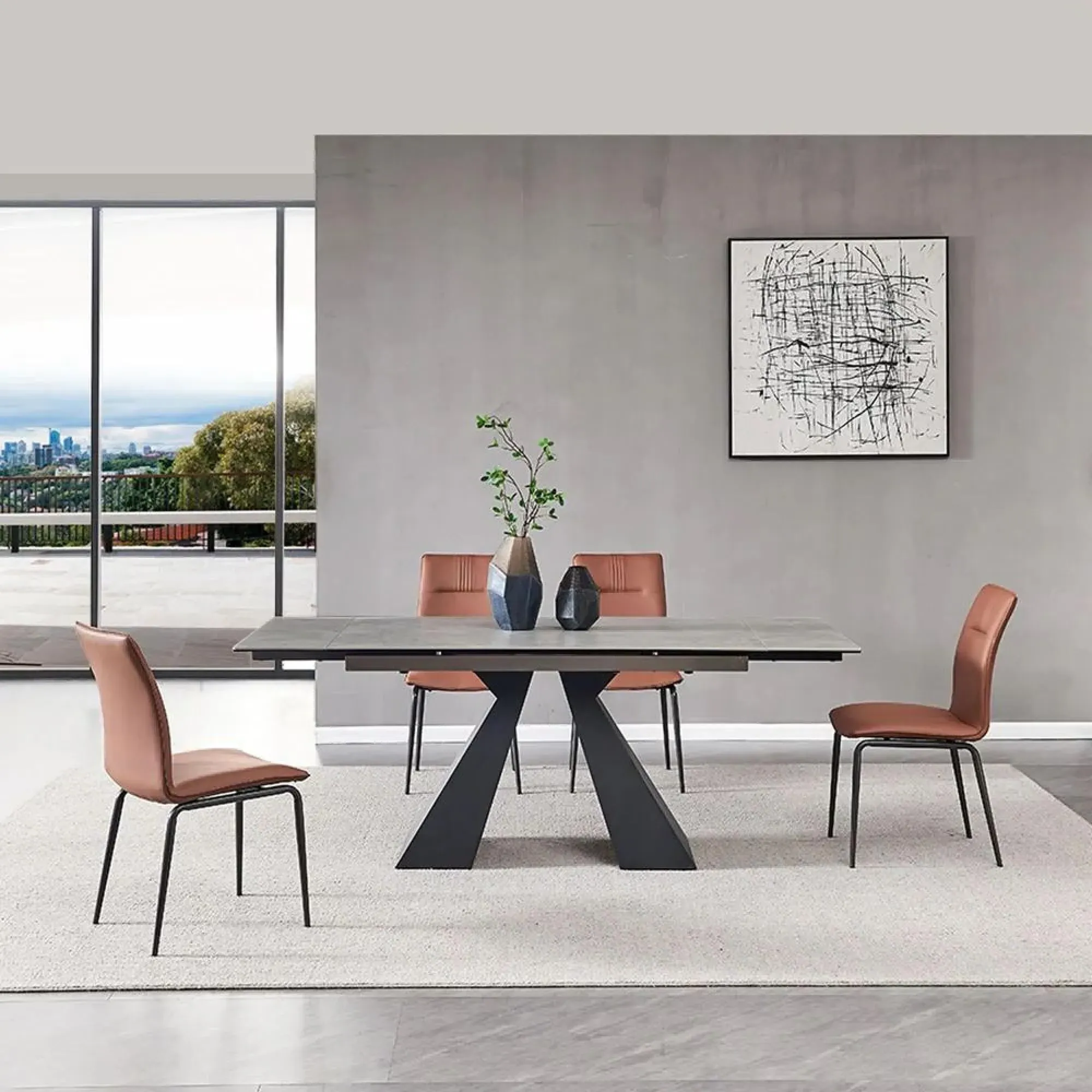 Cassino Extendable Dining Table - Grey, Ceramic