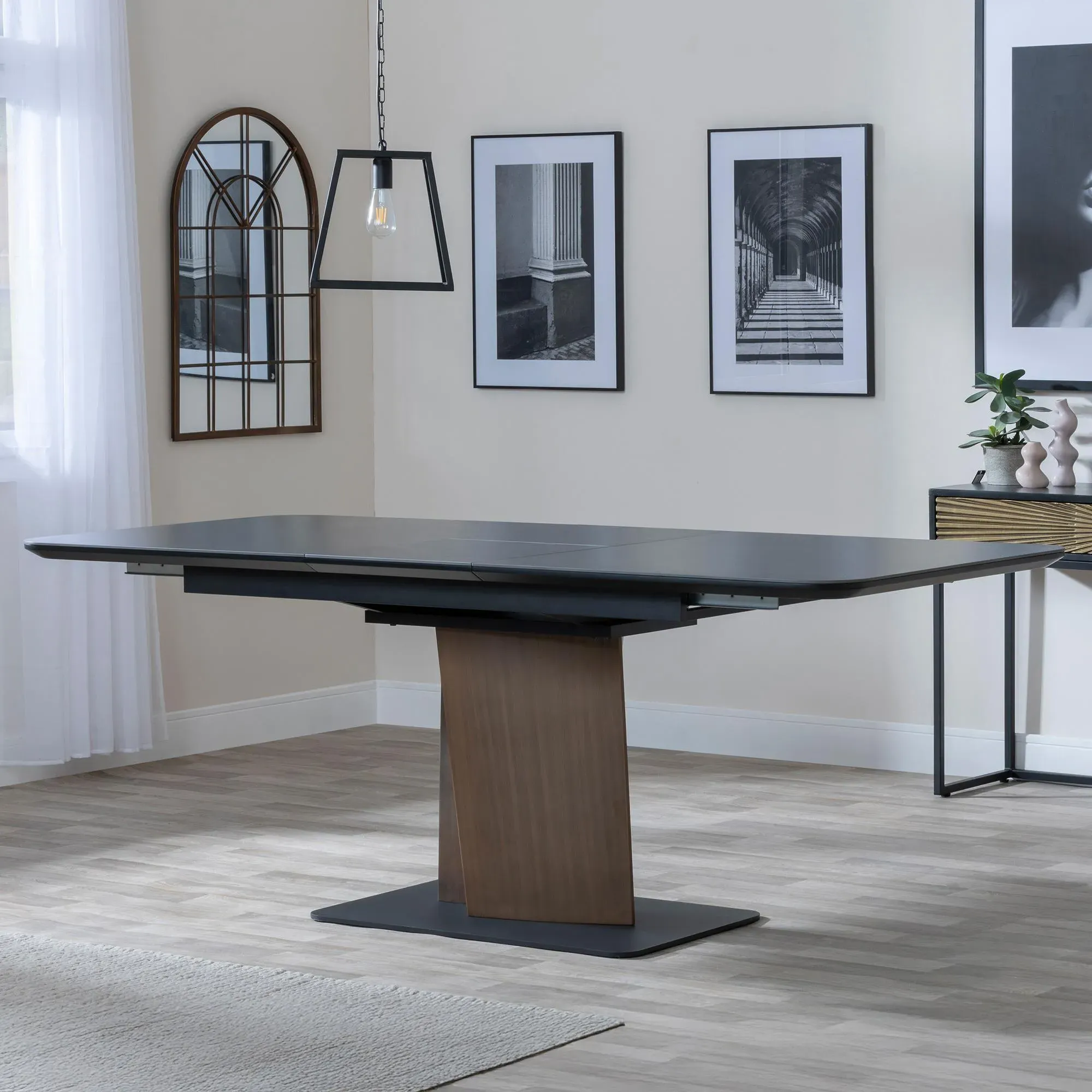 Catalina 6-8 Seater Extendable Dining Table - Black, Ceramic