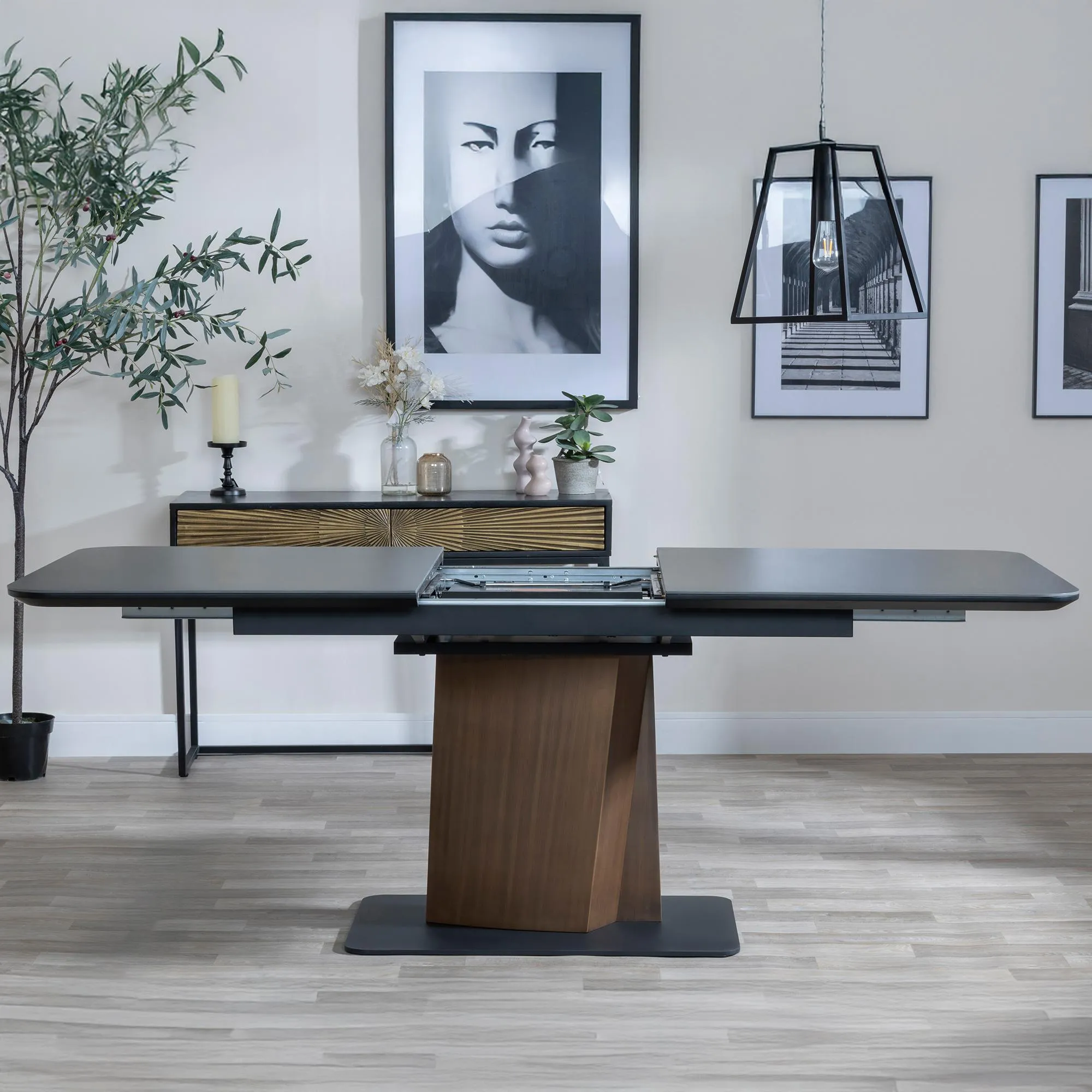 Catalina 6-8 Seater Extendable Dining Table - Black, Ceramic