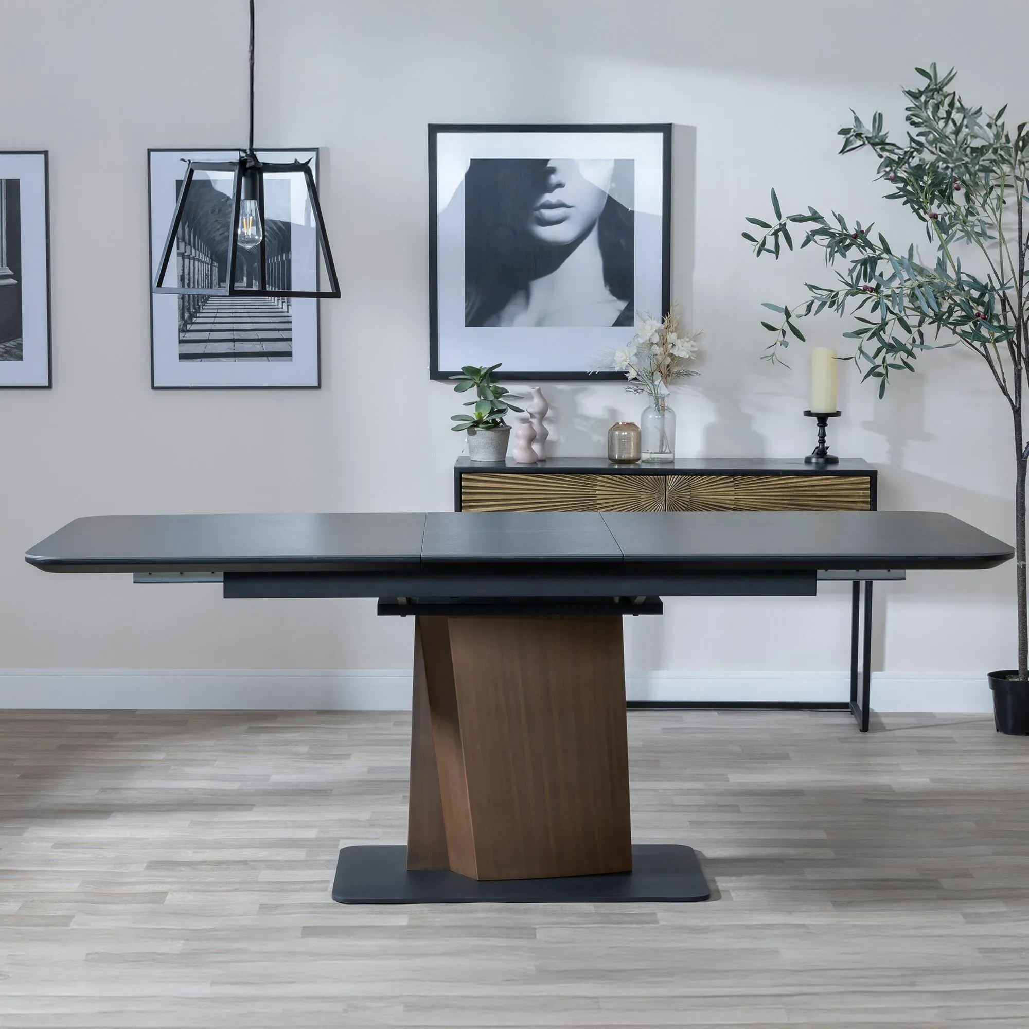 Catalina 6-8 Seater Extendable Dining Table - Black, Ceramic