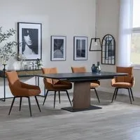 Catalina Extending Dining Set with Ace Swivel Chair - Black, Ceramic