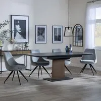 Catalina Extending Dining Set with Arctic Swivel Chair - Black, Ceramic