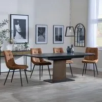 Catalina Extending Dining Set with Corona Chair - Black, Ceramic