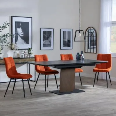 Catalina Extending Dining Set with Corona Chair - Black, Ceramic image