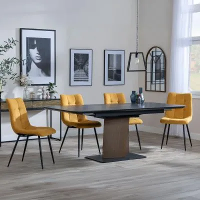 Catalina Extending Dining Set with Corona Chairs - Black, Ceramic