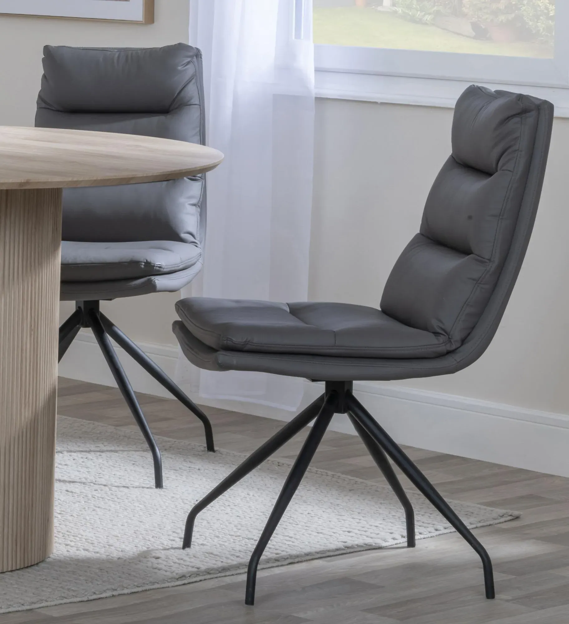 Catalina Extending Dining Set with Diego Swivel Chair - Black, Ceramic