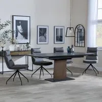 Catalina Extending Dining Set with Diego Swivel Chair - Black, Ceramic