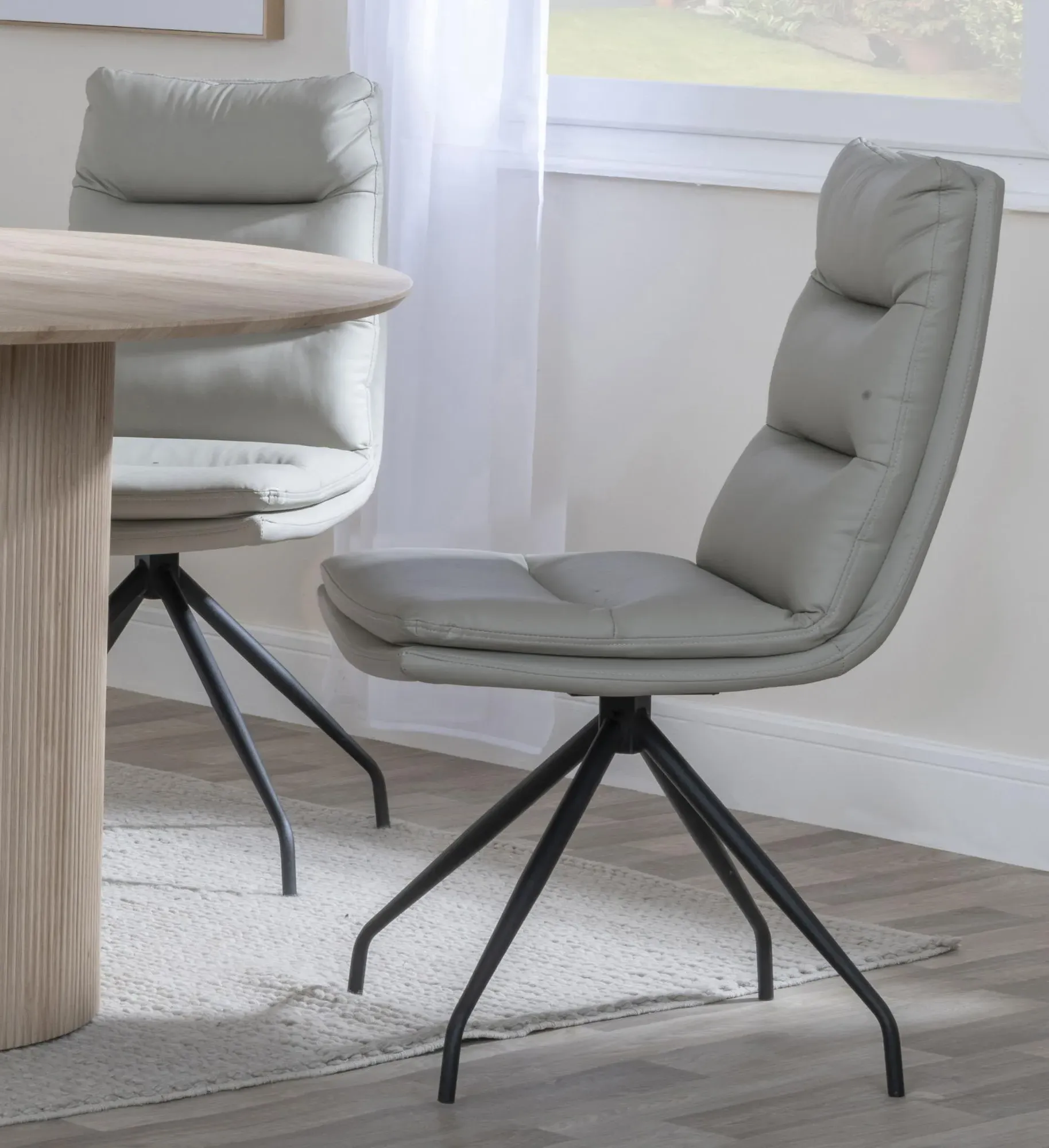 Catalina Extending Dining Set with Diego Swivel Chair - Black, Ceramic