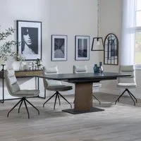 Catalina Extending Dining Set with Diego Swivel Chair - Black, Ceramic