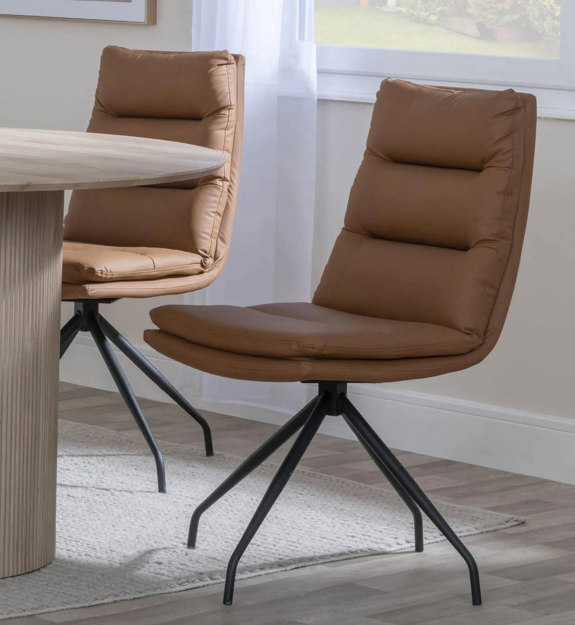 Catalina Extending Dining Set with Diego Swivel Chair - Black, Ceramic