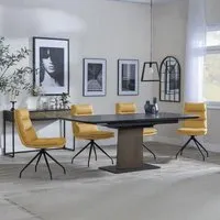 Catalina Extending Dining Set with Diego Swivel Chair - Black, Ceramic