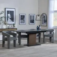 Catalina Extending Dining Set with Kiefer Chair - Black, Ceramic